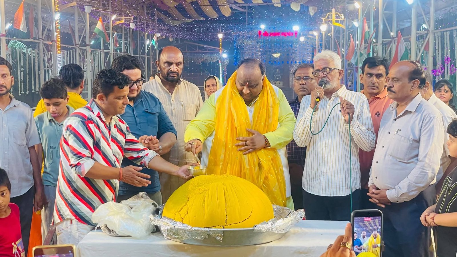 On Prime Minister Narendra Modi's birthday in Sirsa, an offering of 76 kg of *ladoos* was made at Shyam Bagichi, and prayers for his long life were offered amidst the lighting of lamps.